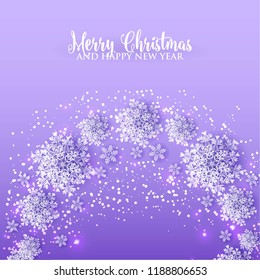 3d snowflake Winter violet Background with white paper cut origami Snowflakes