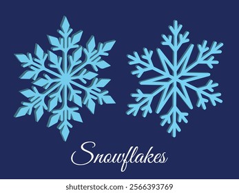 3D Snowflakes Christmas design vector, Snowflakes icons. Snowflakes template. Snow winter. Snowflakes icons. Snowflake vector icon. Eps 10 vector illustration.