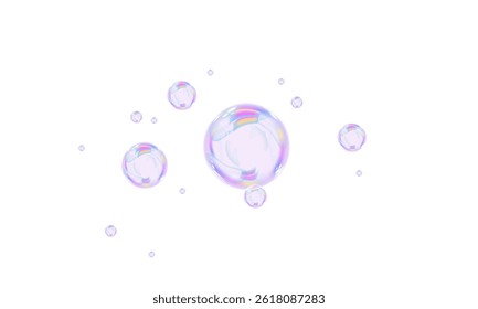 3D Soap Bubbles PNG Illustration with Iridescent Shine for Fun and Wellness Projects
