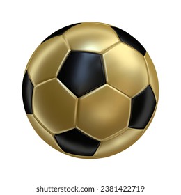 3d soccer ball icon Gold color. 3d vector render Symbol or emblem football . Vector illustration