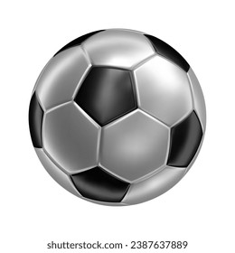 3d soccer ball icon Silver color. 3d vector render Symbol or emblem football . Vector illustration