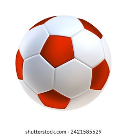 3d soccer ball icon white and red color. 3d vector render Symbol or emblem football . Vector illustration