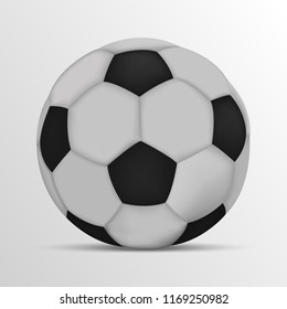 3d Soccer ball monochrome color on white background. Realistic football mockup. Sport equipment template.  Vector illustration