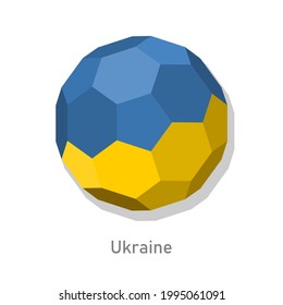 3D soccer ball with Ukraine team flag.