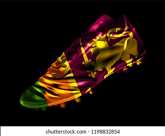 3d Soccer cricket football boot with the flag of Sri Lanka printed on it, isolated on dark background, vector illustration