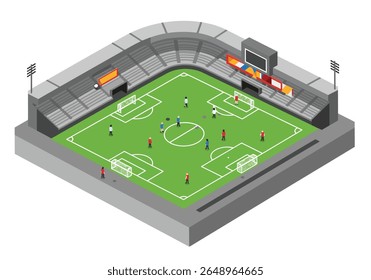 3D Soccer Field with Spectators and Floodlights

