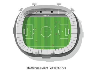 3D Soccer Field with Spectators and Floodlights

