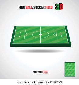 3D soccer or football field vector eps10