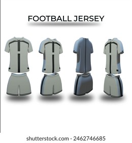 3d soccer jersey with various angles in white and black variations. for icons and product mockups