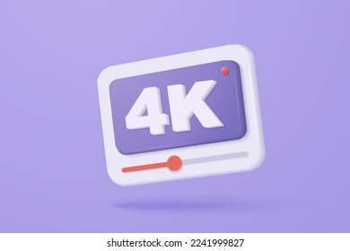 3D Social Media mit 4K Live-Streaming und Emotionen auf Rahmen auf rosafarbenem Hintergrund. Social Media Online-Spielvideo für Geld passiv Einkommen Konzept. 3D-Live-Unterhaltung, Vektorgrafik