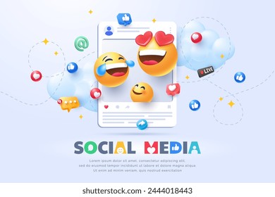 3D Social Media Emoji Marketing Konzept Illustration Design