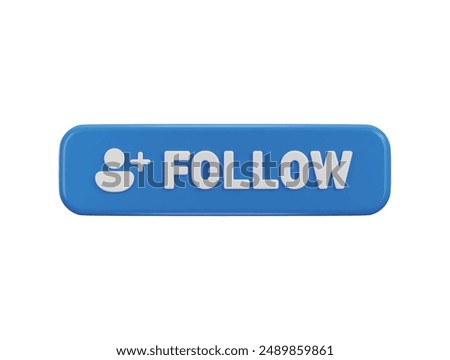 3d social media follow button icon vector illustration