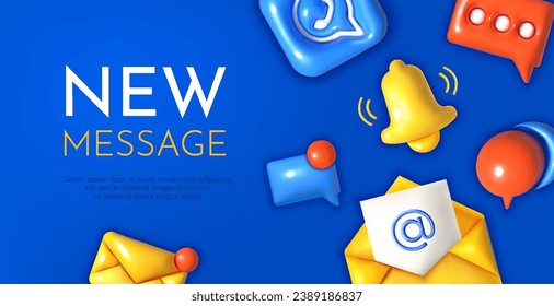 3d social media icons, online communication, digital marketing symbols, speech bubble, notification call, icon vector set
Elements for network sites, applications