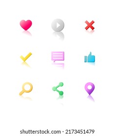 3d Social Media  Icons Set Collection colorful on white background
