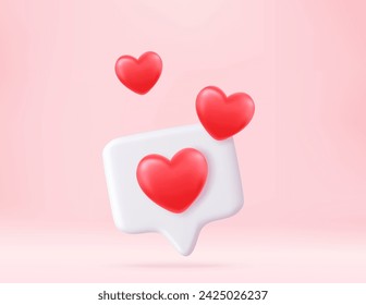 3D Social media online platform concept, online social communication on applications, Photo frame with heart and love emoji icon, 3d rendering. Vector illustration