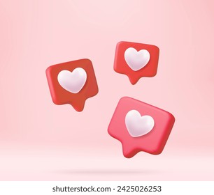 3D Social media online platform concept, online social communication on applications, Photo frame with heart and love emoji icon, 3d rendering. Vector illustration