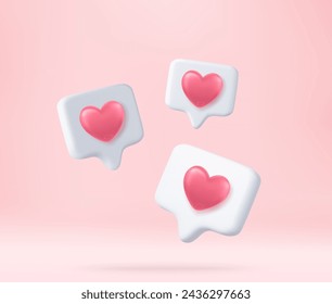 Concepto de plataforma en línea de medios sociales 3D, comunicación social en línea en aplicaciones, marco de fotos con el corazón y el icono del emoji del amor, renderizado 3d. Ilustración de vector