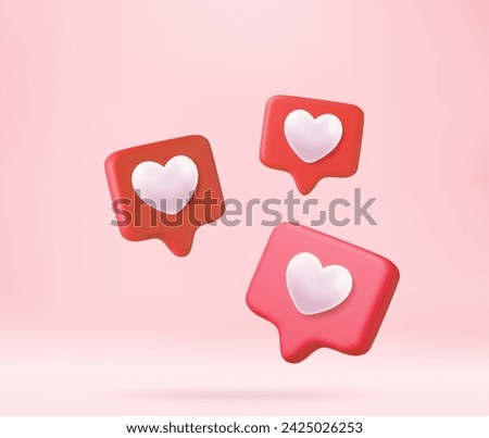 3D Social media online platform concept, online social communication on applications, Photo frame with heart and love emoji icon, 3d rendering. Vector illustration