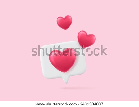 3D Social media online platform concept, online social communication on applications, Photo frame with heart and love emoji icon, 3d rendering. Vector illustration