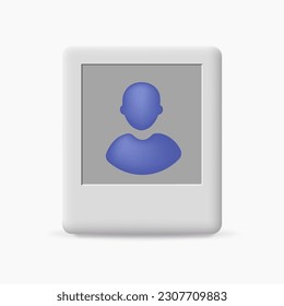 3D Social media photo, photography frame with portrait, vector render concept