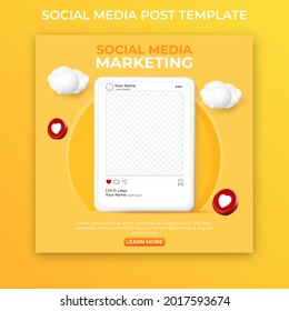 3d social media post template with collage photo.