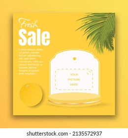3d social media post template with podium.