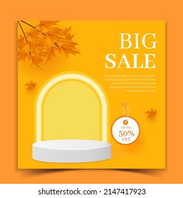 3d social media post template with podium