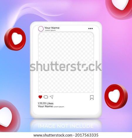 3d social media post template with collage photo.