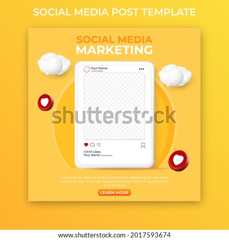 3d social media post template with collage photo.