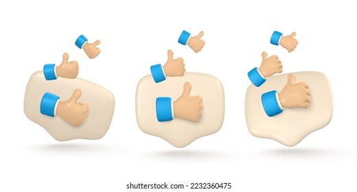 3d Burbuja de discurso en medios sociales con un símbolo de pulgar hacia arriba. Ilustración vectorial.