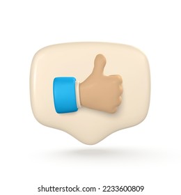3d Social media speech bubble with thumb up symbol. Vector illustration.