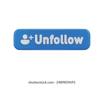 3D Social Media Unfollow Button Symbol Vektorillustration