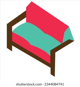 3d sofa design of company. sofa sketch vector art illustration. 3d flat interior design element. living room 3d vector art icon graphic. lounge interior ideas image
