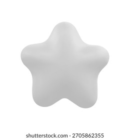 Icono de estrella gris suave 3D con forma redondeada suave aislado sobre fondo blanco para sistemas de clasificación y diseño de interfaz de usuario moderno