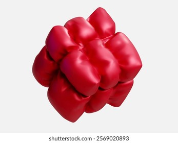 3D soft red cube with pillow texture