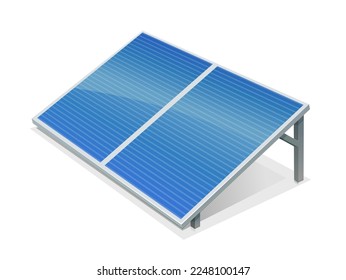 3D solar panel isolated on metal stand with shadow on with background