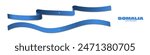 3d Somalia Flag Ribbons with shadows, isolated on blue background. Somali Flags curled and rendered in perspective. Graphic Resource. Editable Vector Illustration.