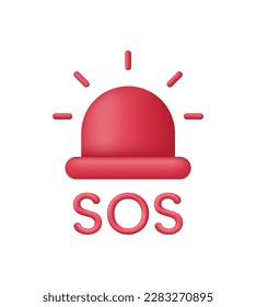 3D SOS Emergency icon. Emergency alarm. SOS help service. Trendy and modern vector in 3d style.