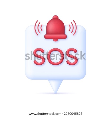 3D SOS Emergency icon on Speech Bubble. Emergency alarm. SOS help service. Trendy and modern vector in 3d style.