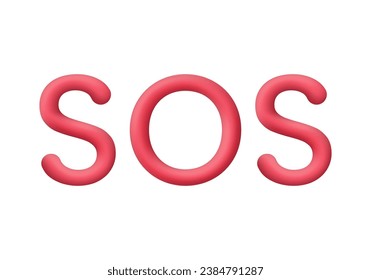 3D-SOS-Notfalltext. Notalarm SOS-Hilfe-Service. Trendy und moderne Vektorgrafik im 3D-Stil