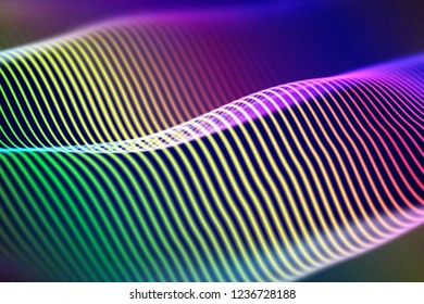 3D Sound waves. Big data abstract visualization. Digital technology concept: virtual landscape. Futuristic background. Colored sound waves, visual audio waves equalizer, EPS 10 vector illustration.