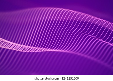 3D Sound waves. Big data abstract visualization. Digital technology concept: virtual landscape. Futuristic background. Pink sound waves, visual audio waves equalizer, EPS 10 vector illustration.