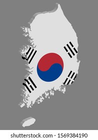 3D South Korea Map Flag Vector