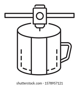 3d souvenirs concept, printer arm making coffee mug model vector icon design
