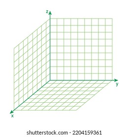 3d space coordinate system on white background.