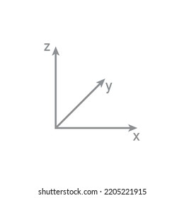 3d space coordinate system on white background.