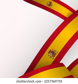 3d Spain Flag Ribbons creative square poster template with white background. Vector Illustration. EPS 10