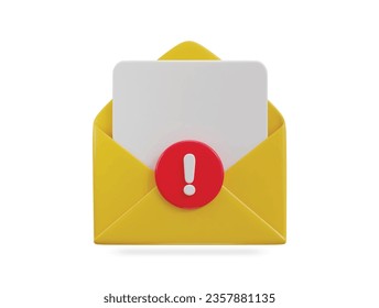 3d spam email envelope icon illustration	