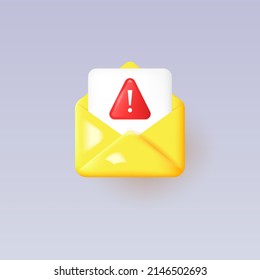 3d spam message icon isolated on gray background. Vector illustration.