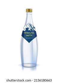 3D Sparkling Water Bottle With Label. EPS10 Vector